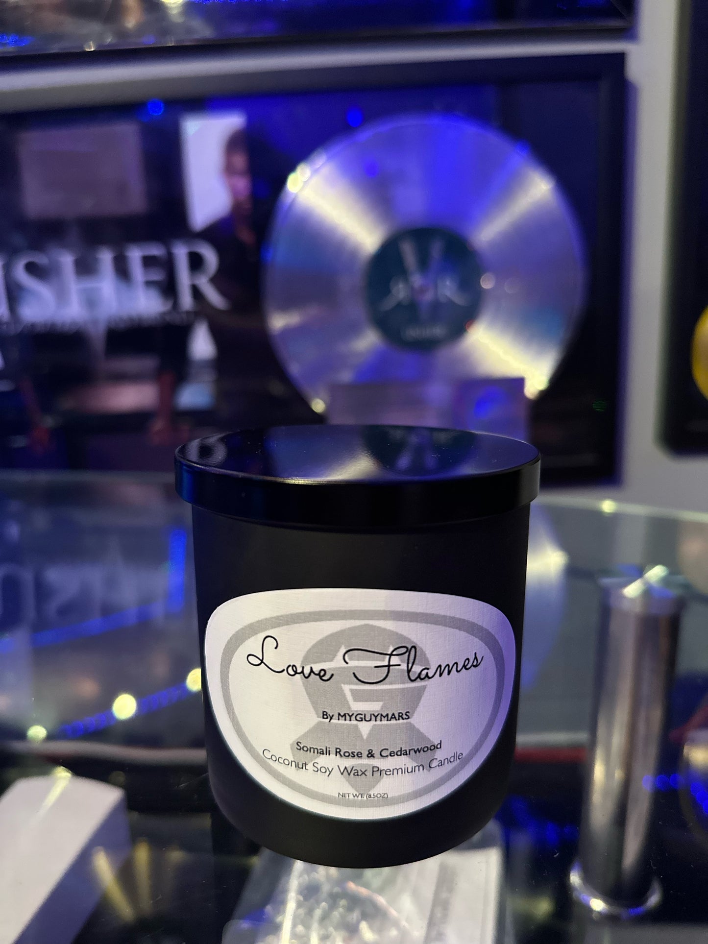 Limited Edition Large Sound Scent Blue Rose Candle